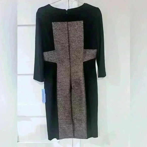 Antonio Melani Black and Gold Long Sleeve A-Line Knee Length Dress- Size 8- NWT - Picture 4 of 5